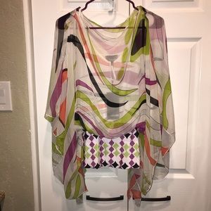 Retail $199. ANALILI Silk Chiffon PONCHO TOP PUCCI